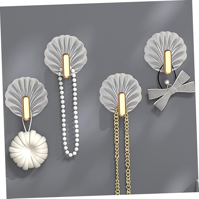 Gold & Silver Seashell Wall Hooks for Keys (Pack of 5) - Image 2