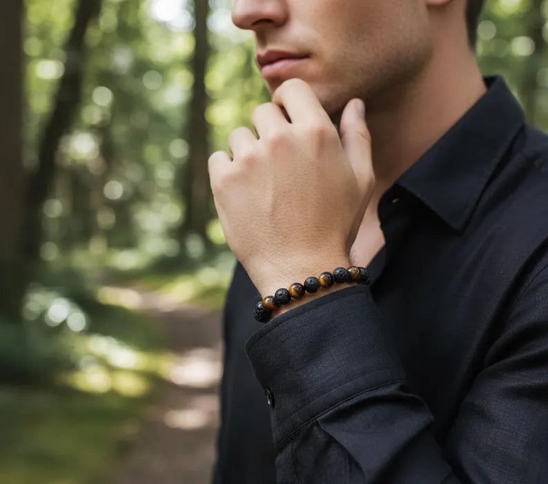 Tiger Eye Lava Rock Bracelet Relaxing Gifts for Men&Women - Image 7
