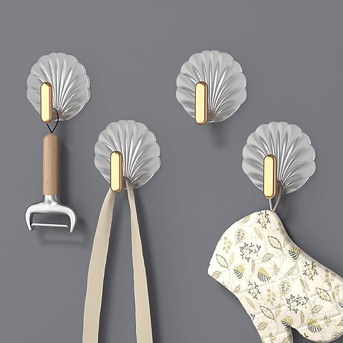 Gold & Silver Seashell Wall Hooks for Keys (Pack of 5) - Image 4