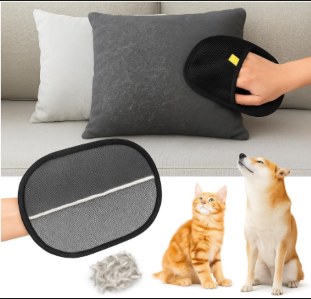  Pet Hair Removal Gloves, Static-Enhanced Pet Hair Removal Mitt, Reusable Grooming Mitt Cleaning Glove for Furniture, Carpets, Car Seats & Gentle Massage for Dogs Cats - Image 2